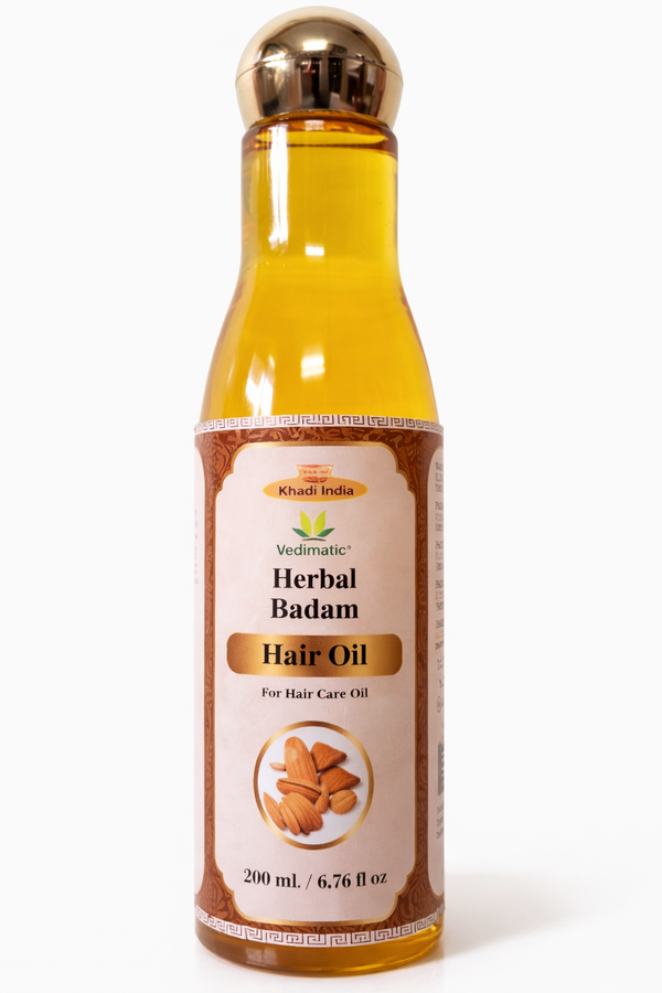 Khadi India Vedimatic Herbal Badam Hair Oil – Nourishing Almond Oil for Hair Care