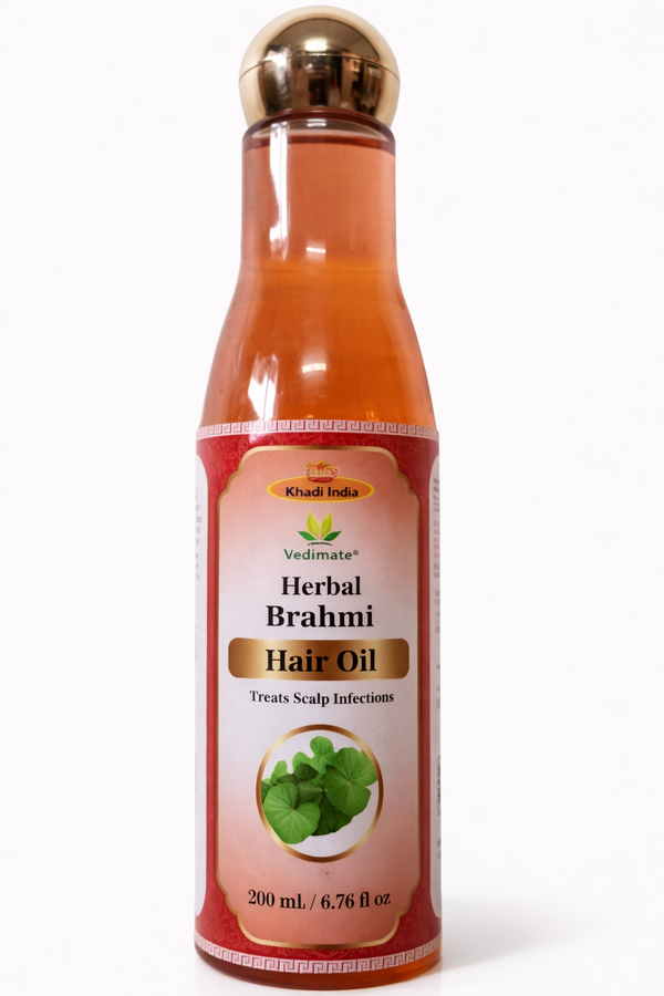 Khadi India Vedimatic Herbal Brahmi Hair Oil – Scalp Nourishing & Hair Strengthening Oil