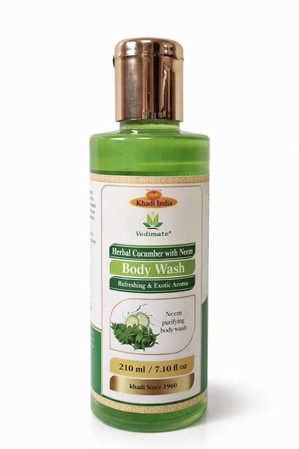 Khadi India Vedimatic Herbal Cucumber & Neem Body Wash – Refreshing & Purifying Cleanser